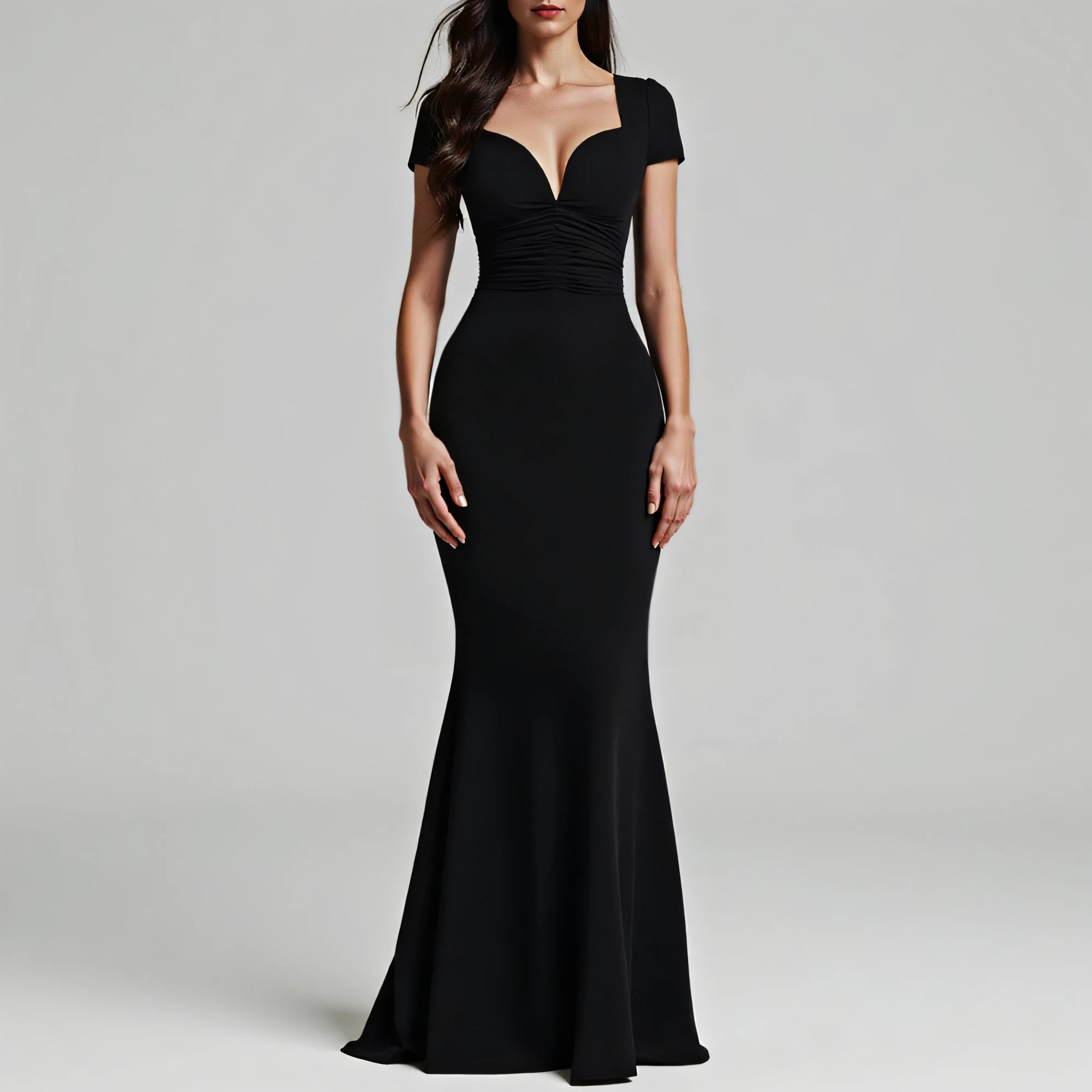 Elegantes Maxikleid für Damen – Herzförmiger Ausschnitt, Trompeten-Schnitt & figurbetonte Passform | All-Season Party Dress